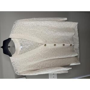 J. Jill cotton blend textured v-neck sweater cardigan with button closure